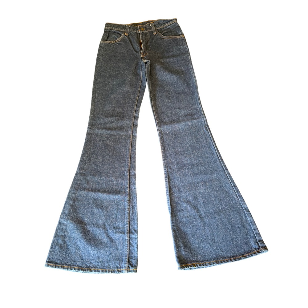 Levi's Jeans Dark Indigo 684-0217 Vintage 70s Orange Tab Big Bell Bottoms 28x34